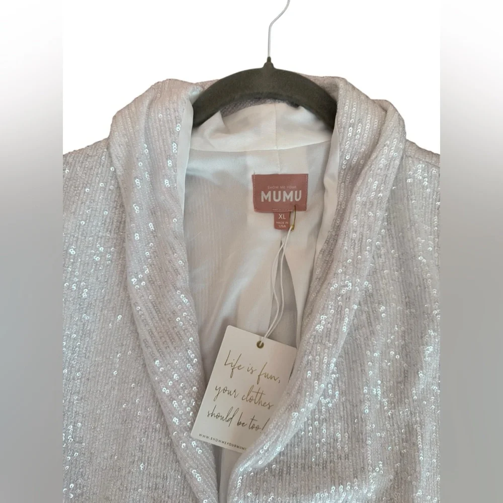 Show Me Your Mumu Dance Blazer in White Sequin